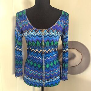 Cache Studded Zip Up Top S Maximalist 90s Y2K Art Deco Rebel Punk Glam Rock